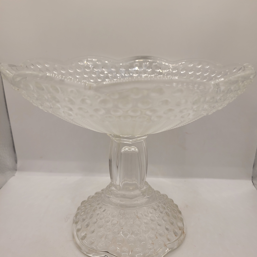 Vintage Clear Glass Pedestal Bowl